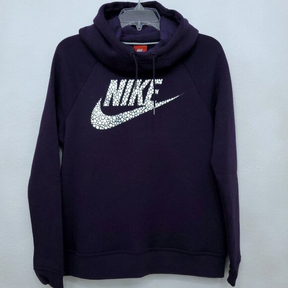 Nike Funnel Neck Deep Purple Metallic Graphic Pullover Hoodie Sweatshirt Small - Picture 2 of 12
